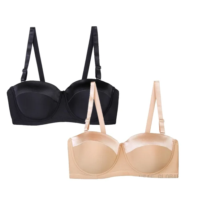 2pcs/pack Women Plus Size Strapless Bra C To G Cups Half Cup Big Size Balconette  Bra With Multiway Removable Straps Jm059-2 - Bras - AliExpress