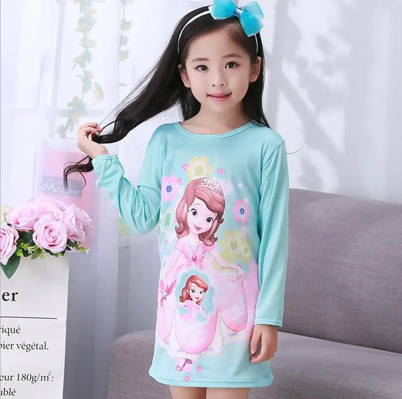style 13 Весенне-осенняя пижама для больших девочек детская ночная рубашка с длинными рукавами, милое детское платье для сна с героями мультфильмов для маленьких девочек От 2 до 13 лет UY9 - Цвет: style 13