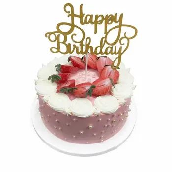 

Glitter Hap Birthday Cake Topper Acrylic Letter Gold Silver Cake Top Flag Decoration for Boy Birthday Party Wedding Supplies