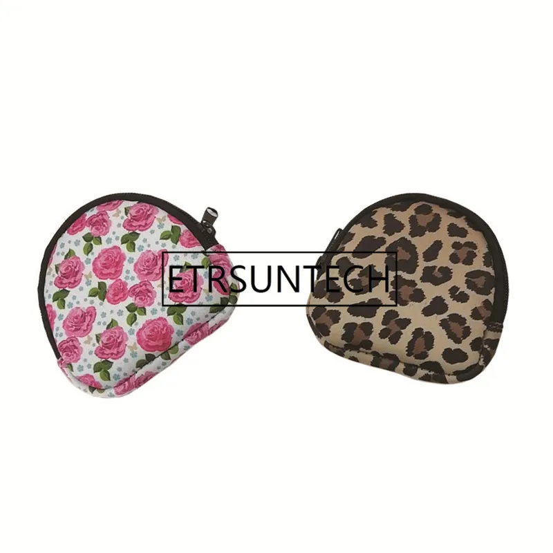 100 Teile/los 4 Stile Leopard Rose Tasche Neopren Kopfhörer Tasche Neopren Kleingeld Tasche 12x11,5 cm Großhandel – Detail 5