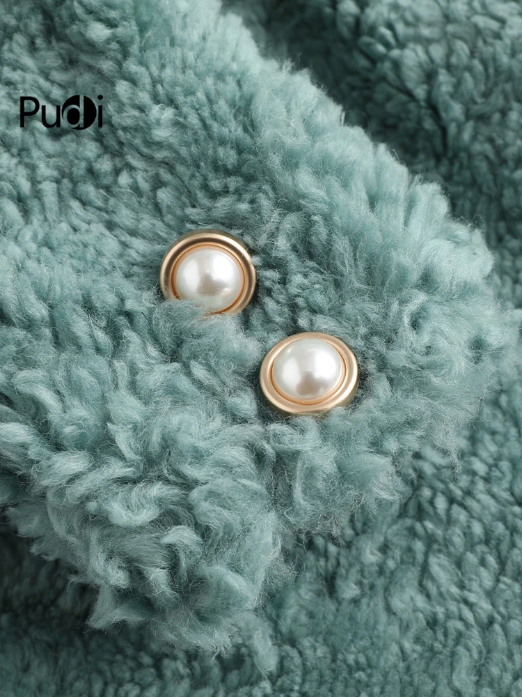 PUDI Women Winter Real Wool Fur Coat Jacket Female Girl Sheep Shearing Coats Lady Long Jacket Over Size Parkas French A19092