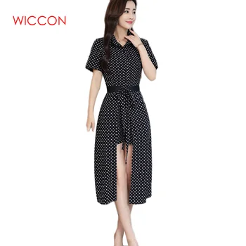 

Slim Sashes Button Fashion Polka Dot Two-piece Jumpsuit 2020 New Arrival Women's Summer Wide Leg Rompers Ladies Summer Wear