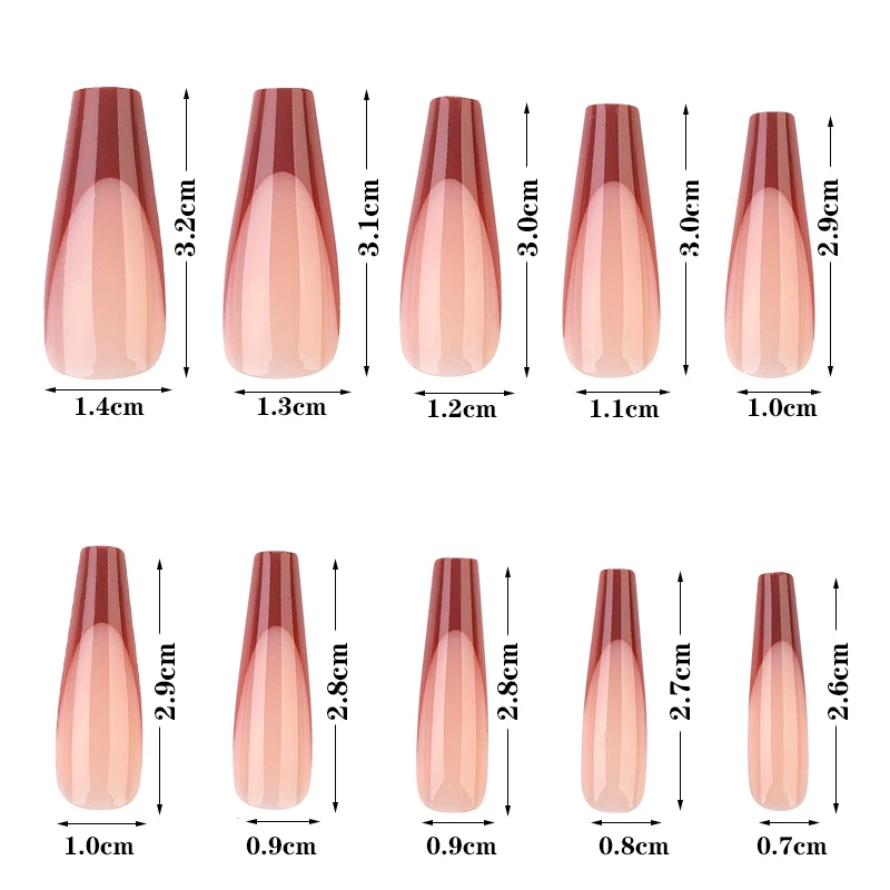 V French Tip Coffin Nails Size
