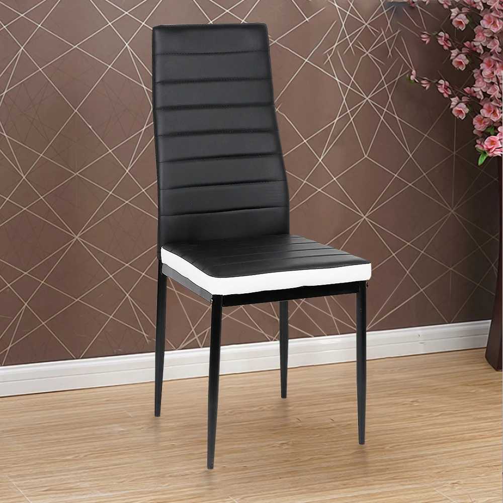 

2PCS/SET Modern Dinning Chairs Dinning Stool High Backrest Faux Leather Metal Leg Padded Seat Chair Dinning Room Furniture HWC