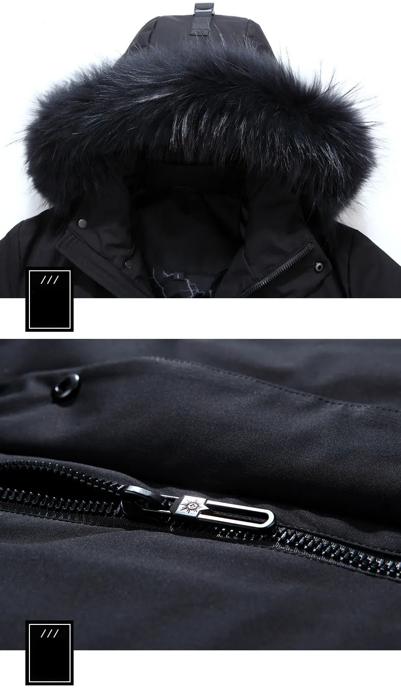 2019 New Arrival Men Down Jacket Men's Winter Coat High Quality Raccoon Fur Hooded Feather Goose Snow Parkas Outerwear (10)