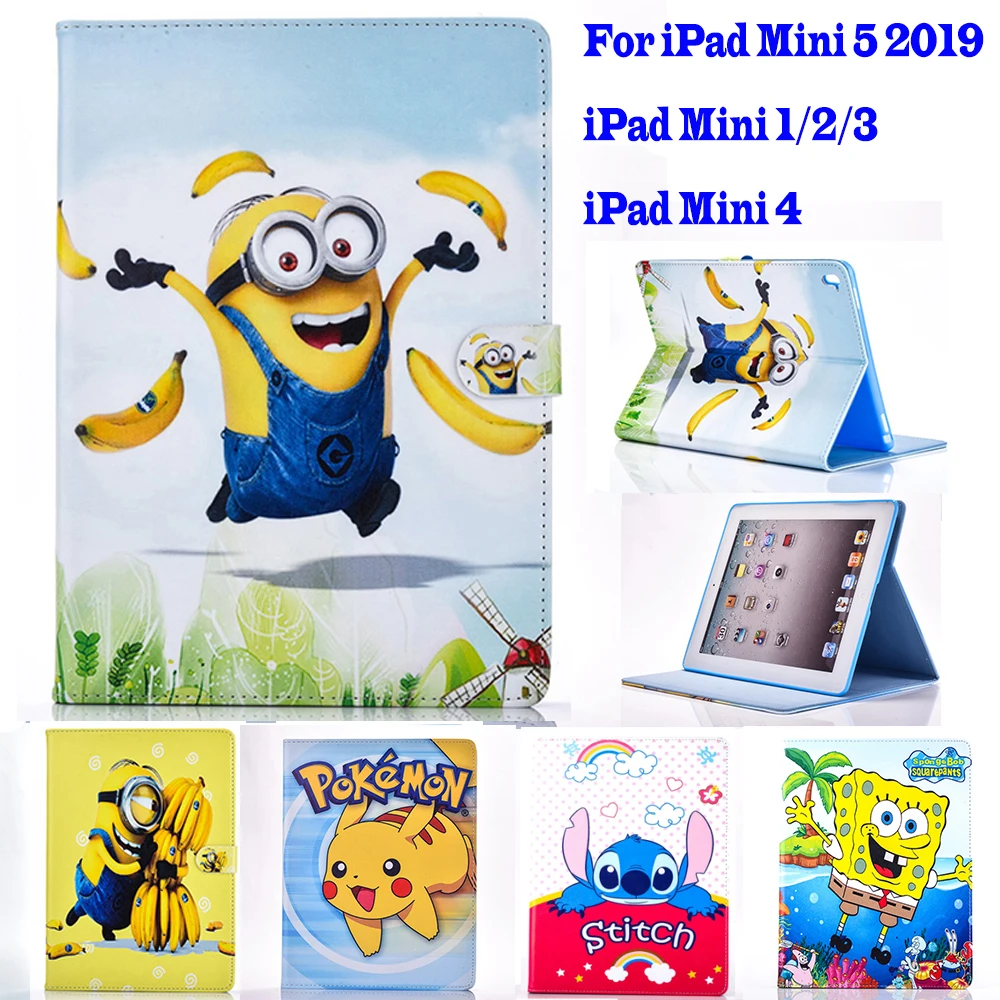 2019 Mini 5 чехол для Apple ipad mini 1 2 3 4 с мультяшным покемоном Миньоны планшет из
