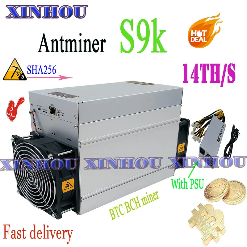 

Used BITMAIN ASIC miner AntMiner S9k 14TH/s SHA256 BTC BCH mining better Than S9 S9j T9+ T17 S17 Ebit E9 E9i E10 E10.2 E10.3 M3