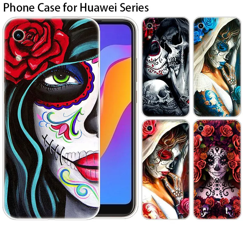

Silicone Case Catrinas and skull for Huawei NOVA 5 5i Mate 30 Lite Y9 Prime 2019 P Smart Z Plus 2019 Honor 8S 8A 9X 20 Pro Cover