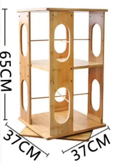 cheap 360 rotary Desktop Bookshelf Bamboo Household Bookcase Student Desk Storage Rack