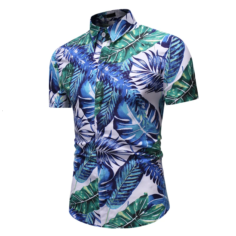 Hawaiian Men's Short Sleeve Style Casual Shirt with Personal Size Necklace Button Comfortable Top |