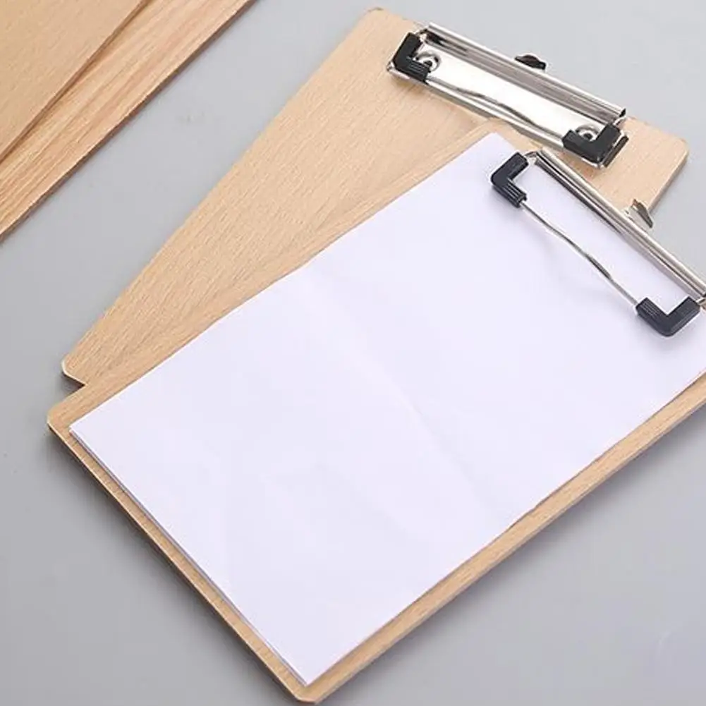 A4 Quality Wooden Clipboard with Hanging Hole Clip Board Office Holder Hardboard 