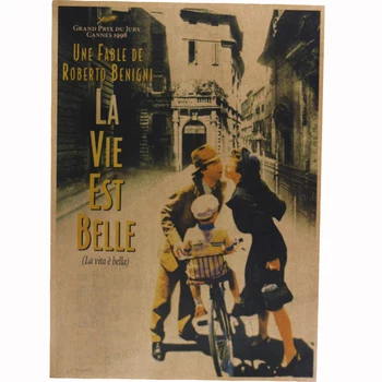 

New La Vita Bella Beautiful Life Classic Movie Kraft Paper Poster Bar Cafe Decoration Painting Wall Stickers