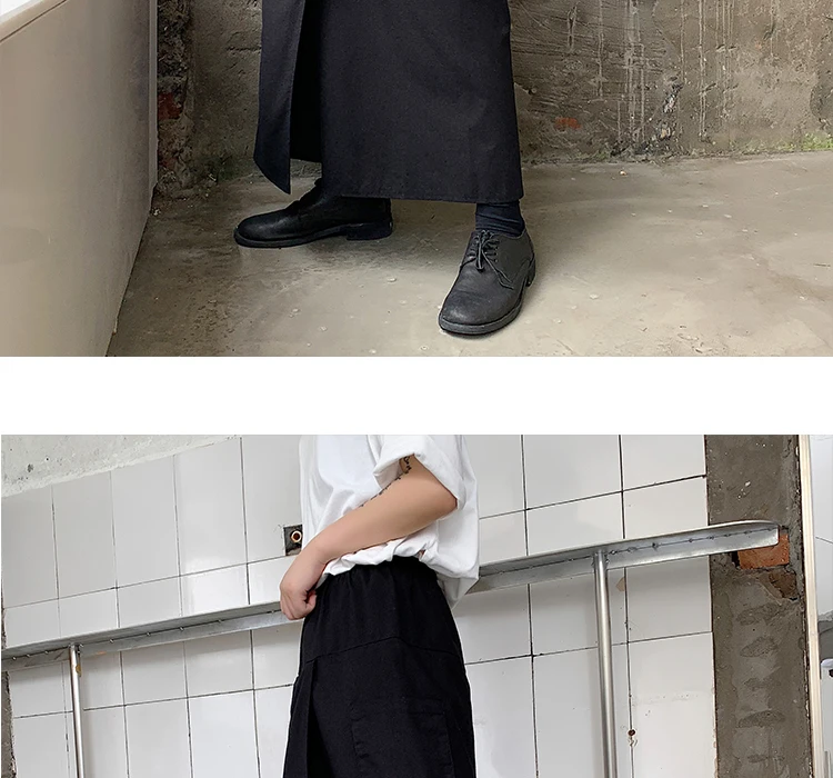 Мужские модные хлопковые льняные повседневные широкие брюки в японском стиле, мужские уличные винтажные готические брюки кимоно, одежда для сцены