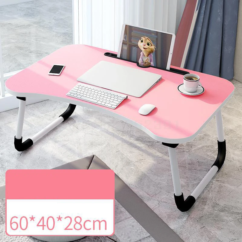 Многофункциональный регулируемый по высоте стол для ноутбука кровать компьютерный стол складной регулировка наклона ленивых людей ноутбук стол для студентов подставка для ноутбука - Цвет: Розовый
