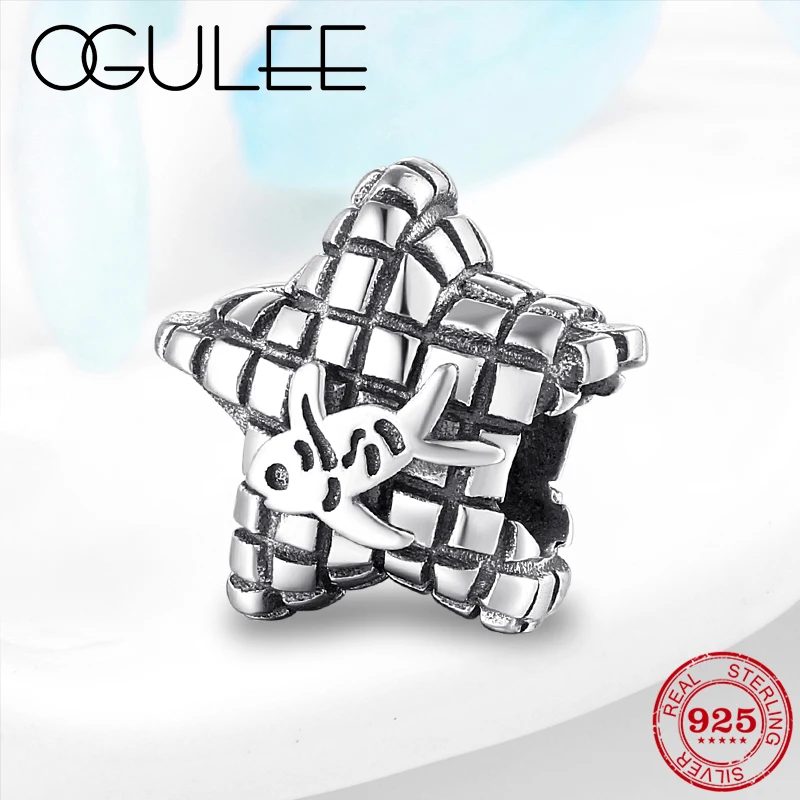 

Fit Original Pandora Silver Bracelet DIY Beads Starfish and Fish charm of the seabed 925 Sterling Silver Beads Women Jewelry