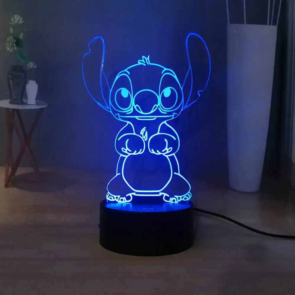 Милые Прошитые светодиодный Ночной светильник мультфильм Акриловые RGB многоцветный USB 3D Иллюзия ночной сон лампа лучший подарок на год