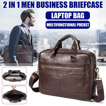 

Men Genuine Leather Handbags Casual Leather Laptop Bags Male Business Travel Messenger Bags Fashion Men's Crossbody Shoulder Bag