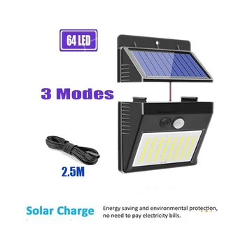 

Smart Solar Light PIR Motion Sensor Waterpprof 60LED 1300lm Signal lighting show 5 Working mode control use Remote Outdoor Wall