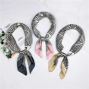 

2020 New Women Line Fashion Square Scarf Drawing Print Silk Scarves and Wrap Ladies Retro Spring Summer Office Hair Neck foulard