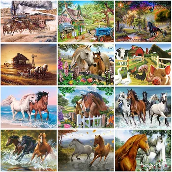 

DIY Horse 5D Diamond Painting Full Round Drill Rhinestone Animal Diamond Embroidery Cross Stitch Kits Home Decor Wall Art