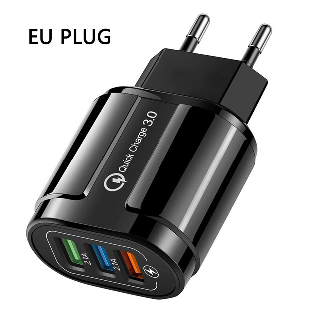 Charge QC 3.0  Wall Charging adapter 3USB For iPhone 12 11 Samsung Xiaomi Mobile USB Fast Charger for Huawei Redmi Note 7