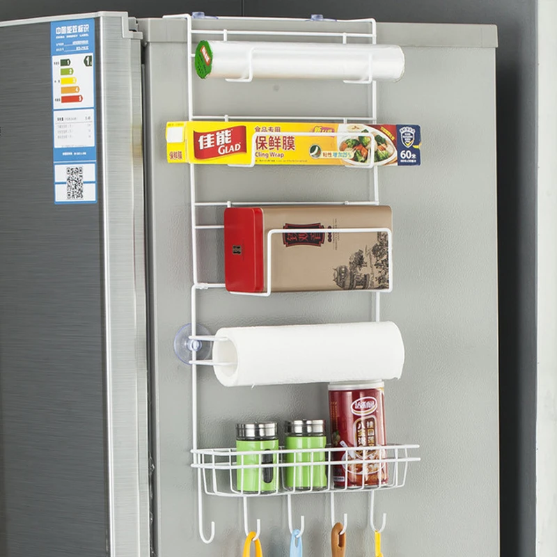 

Refrigerator wall mount Multi-layer Fridge Storage Kitchen Organizer Fridge Side Shelf Household Hanging Hook