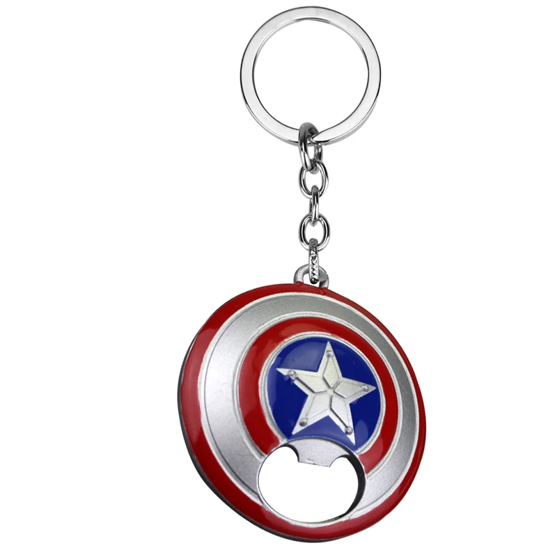 The Avengers 4 Thor's Hammer Mjolnir and Captain America Shield Bottle Opener Keychain Loki Scepter Keyring Party Fashion Tool - Цвет: silver