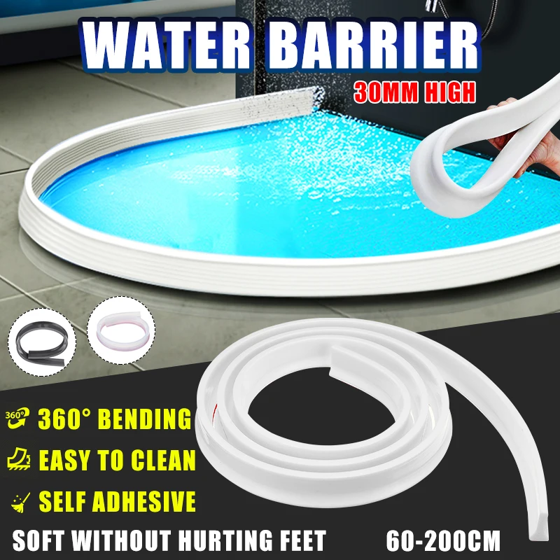 30 mm height Bathroom Water Stopper Water Partition Dry&Wet Separation Flood Barrier Rubber Dam Silicon Water Blocker Don't Slip ► Photo 1/6