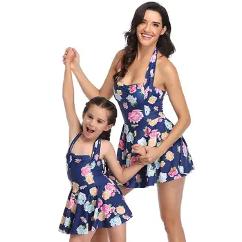 

Family Look Tank Leaf Mother Daughter Matching Swimsuit Ruffled Mommy and Me Swimwear Clothes Mom Mum and Baby Bathing Dresses