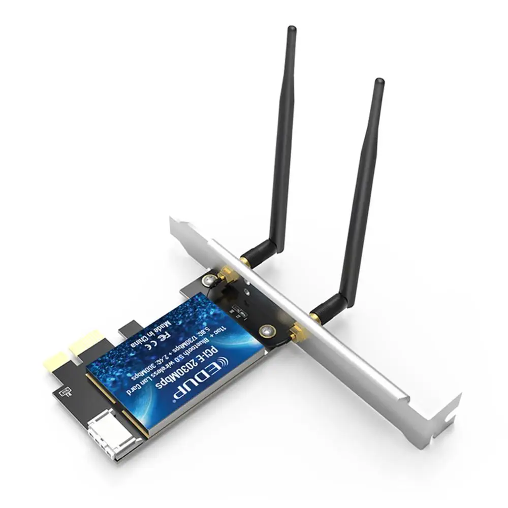 

Bluetooth 5.0 wireless network card integrated adapter 2.4Ghz/5Ghz PCI-E port 2*5dBi dual antenna support win10 64-bit System