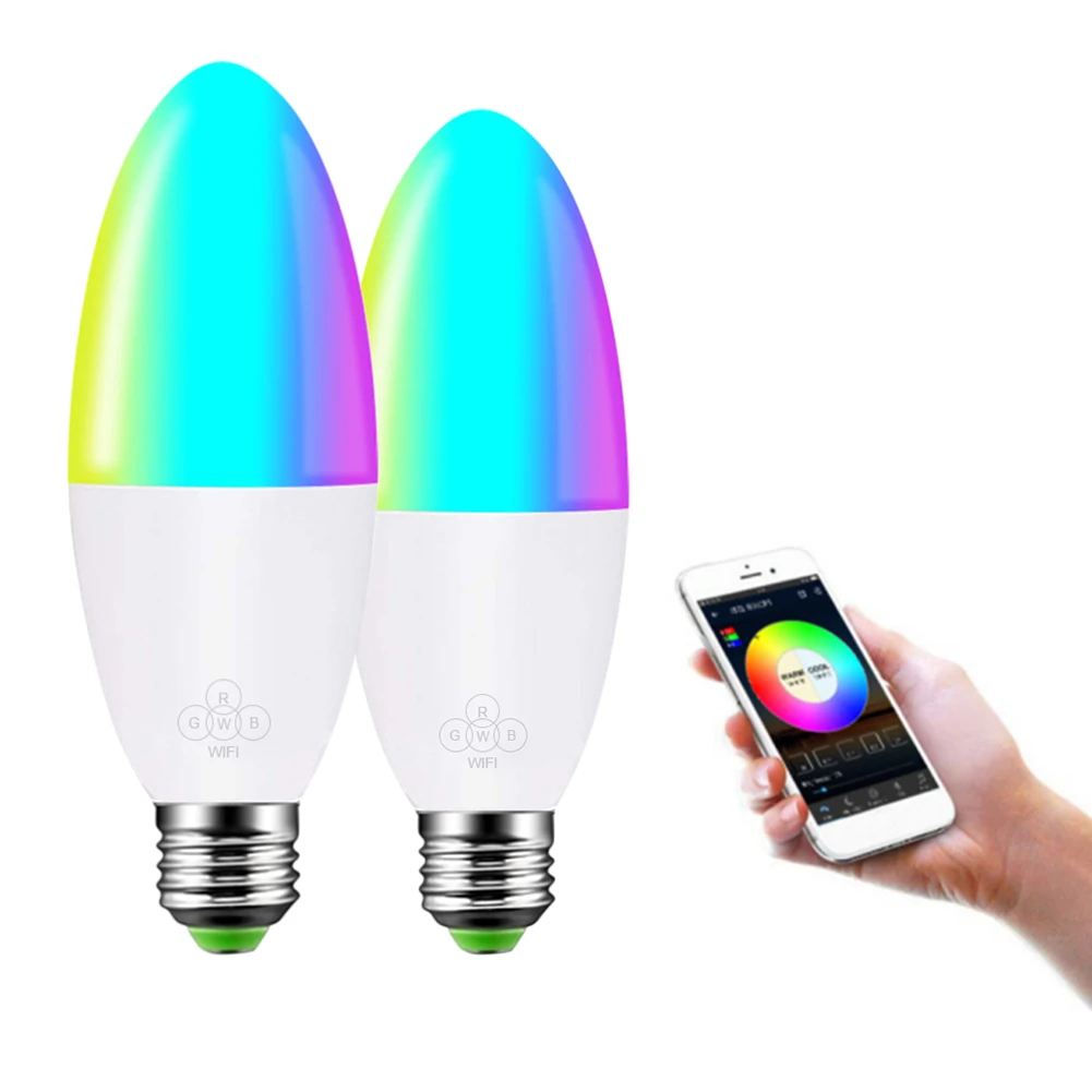 Смарт WiFi свеча свет E14/E27 лампочки RGB поддержка Alexa/Google Home умный Голосовое управление 6 Вт светодиодное декоративное освещение