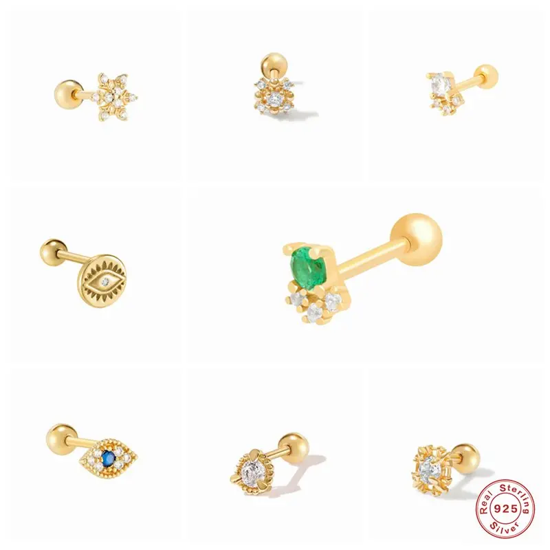 1 Uds de Plata de Ley 925 Piercing de plata hueso del oído del lóbulo de la oreja hebilla de cartílago Stud pendientes para mujer señoras pendiente para muchachas de la joyería