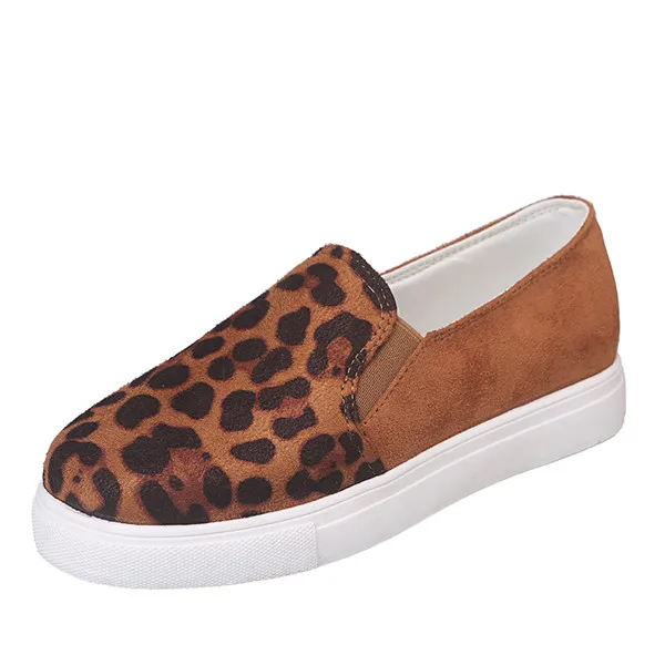 COOTELILI Women Casual Women's Autumn Shoes Woman Fashion Female Slip-On Flat Shoes Flats Leopard Print Serpentine - Color: Leopard Print