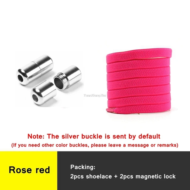 New Elastic Laces without ties Shoelaces for Sneakers Flat No Tie Shoe laces Kids Adult Quick Shoe lace Rubber Band Shoestring Rose Red