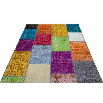 

Original Patchwork Handmade Rug, Anatolian Design Wool Rug Multicolour Rug 4012