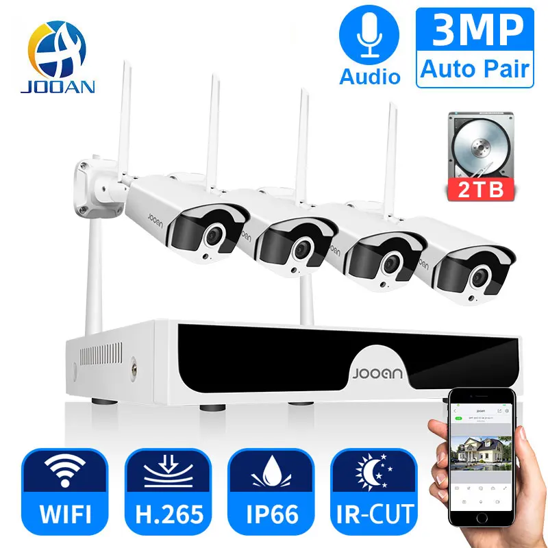 видеонаблюдение Jooan 8CH NVR 3MP CCTV Беспроводная система аудио запись 4/8 шт 3.0MP Открытый P2P Wifi IP камера безопасности комплект видеонаблюдения комплект|Система наблюдения|   | АлиЭкспресс