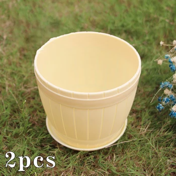 

2pcs Plant Pots Indoor Outdoor Plant Pot PP Resin Flower Cover Round Modern Decor Planter