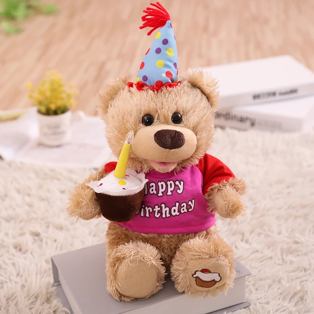 Talking Singing Birthday cake bear speaking plush toys Electronic stuffed animals for children girls boys baby Gifts