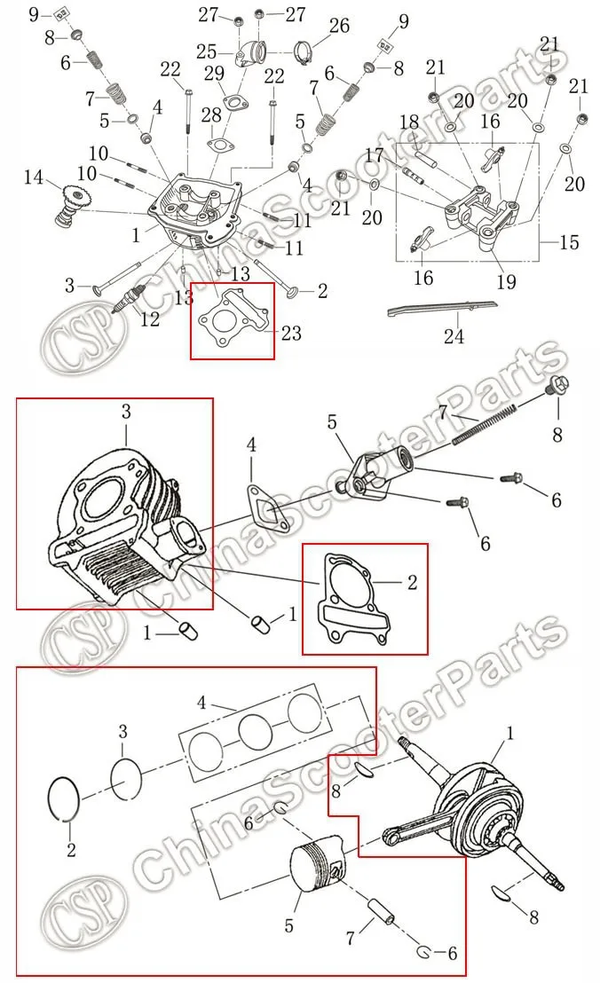 39 мм цилиндр поршневое кольцо комплект прокладок GY6 50CC Jonway Jmstar Yiying Wangye Baotian Sunny Keeway Запчасти для скутера