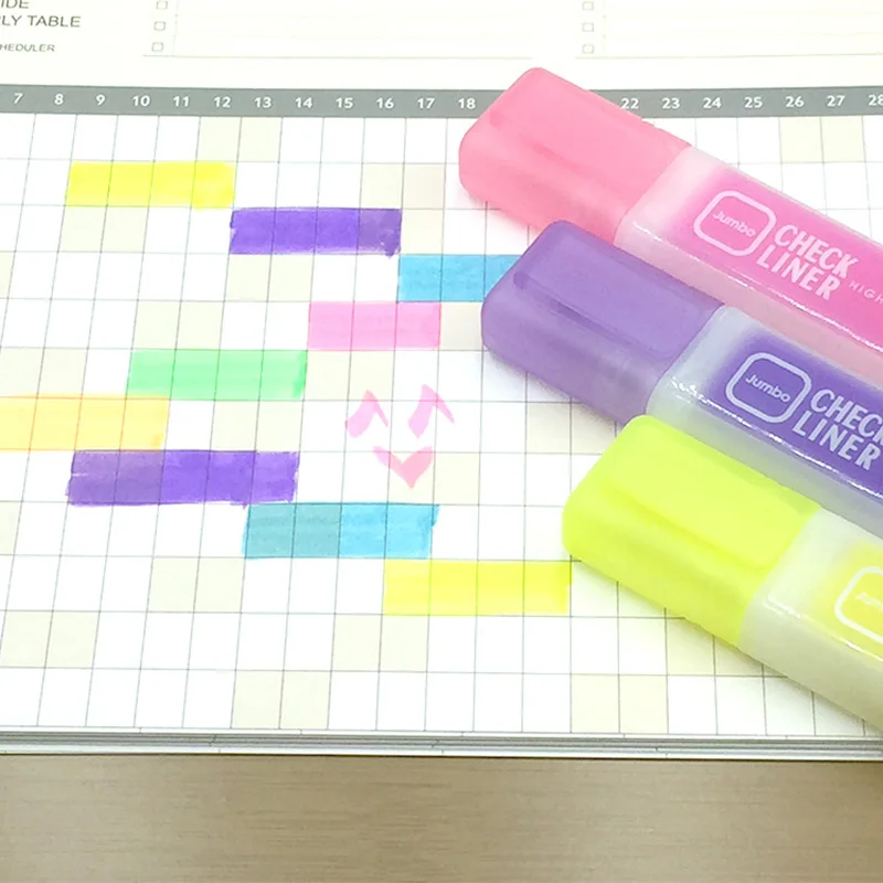 School Highlighter Pen Set 6 Color Oblique Head Check Liner Marker Highlighter for Office School Kids Study