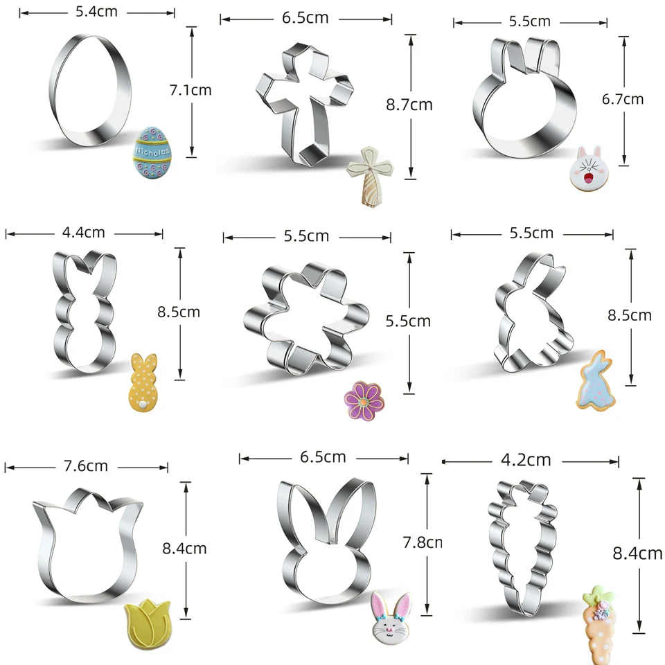 1pc Easter Stainless Steel Cookie Mold Cartoon Rabbit Flower Egg Biscuit Cutter Baking Tools for Kids Birthday Party Decoration cookie cutter baking mold cookie mould cookie printing mold