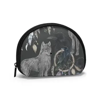 

2020 Man Women Smart Wallet Business Card Wallet Credit Business Mini Card Wallet Watercolor Painting With Black Raven And Wolf