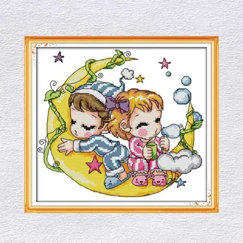 

Joy Sunday Cross Stitch Kits Needlework Sets Counted Cross Stitch Moon Baby Patterns 14ct Embroidery 11ct Printed Cross Stitch