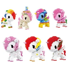 

Girl Toy Mini Building Blocks Cartoon Doll Unicorn 3D Model Animal Rainbow Pony DIY Assembling Diamond Brick Children's Toy Gift