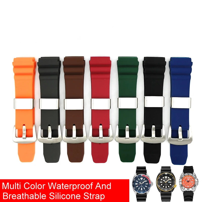 

Waterproof Waffle Silicone Strap 22mm For Seiko Samsung Huawei Watch Sport Men's Diving Replace Rubber Watchband Black Blue Grey