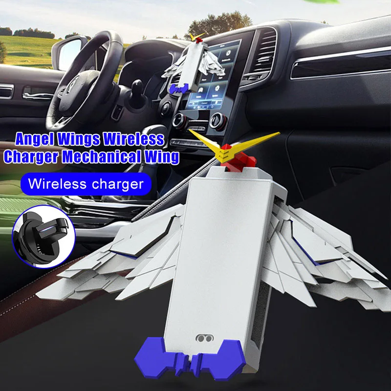 Wireless Charger Phone Holder with Wings Smartphone Mount for Desk Car Vehicle B99
