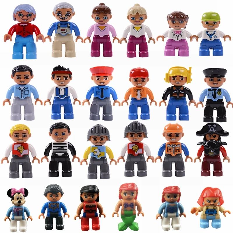 

Legoing Duplo City Sets Grandparents Uncle Aunt Pirate Minnie Baby Figures Figurine Building Blocks Duploed Legoings Toys Gifts