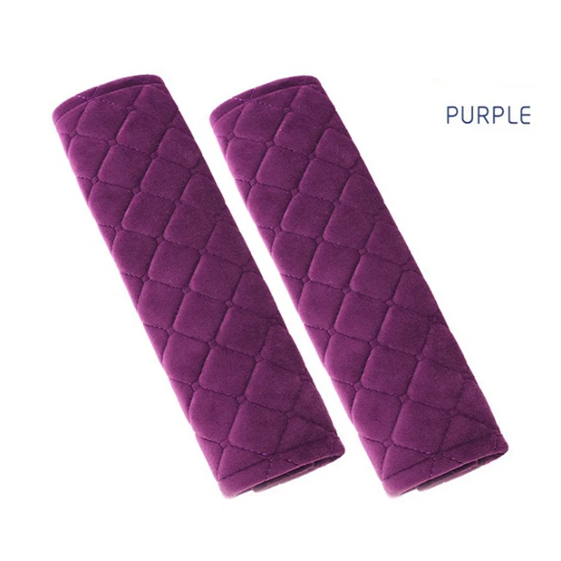 2 шт. автомобильный ремень безопасности подушки под плечи чехлы на подушку теплые короткие плюшевые защитные плечевые ремни плечевой протектор - Название цвета: Purple