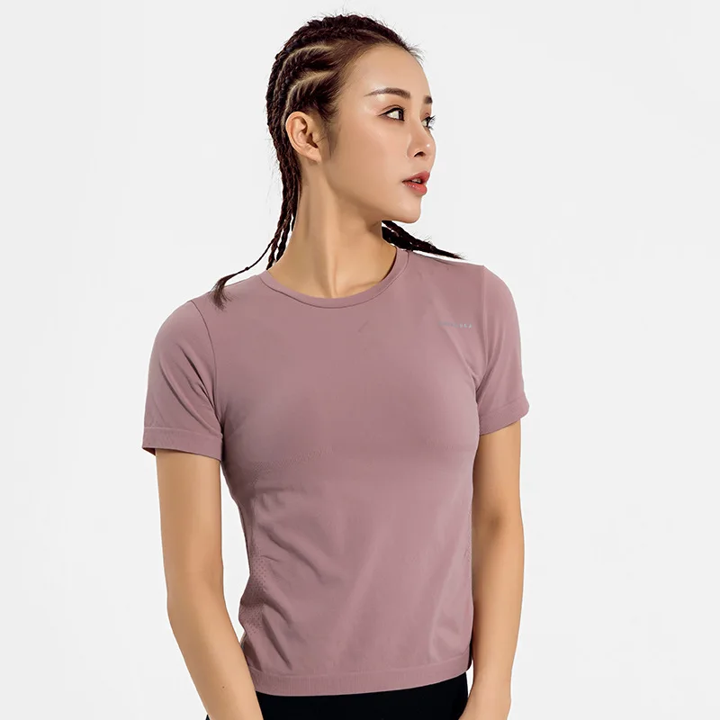 

Manufacturers Direct Selling Breathable Sweat Absorbing Loose-Fit Running Fitness Suit Solid Color Short-sleeved round Collar T-