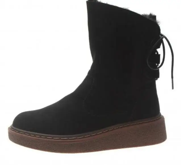 LZJ/Лидер продаж; зимняя кожаная теплая зимняя обувь; женские ботинки; бархатная женская обувь с Плюшевым Мехом; ботинки; высокие сапоги; Zapatos De Mujer - Цвет: Черный